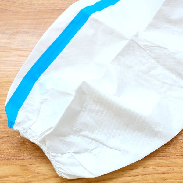 65Gsm Blue Line Microporous Disposable Hooded Coverall Type 4 5 6 For Spray Industry