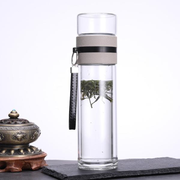 280ml Leak Proof Borosilicate Glass Tea Bottles Drinking With Lids
