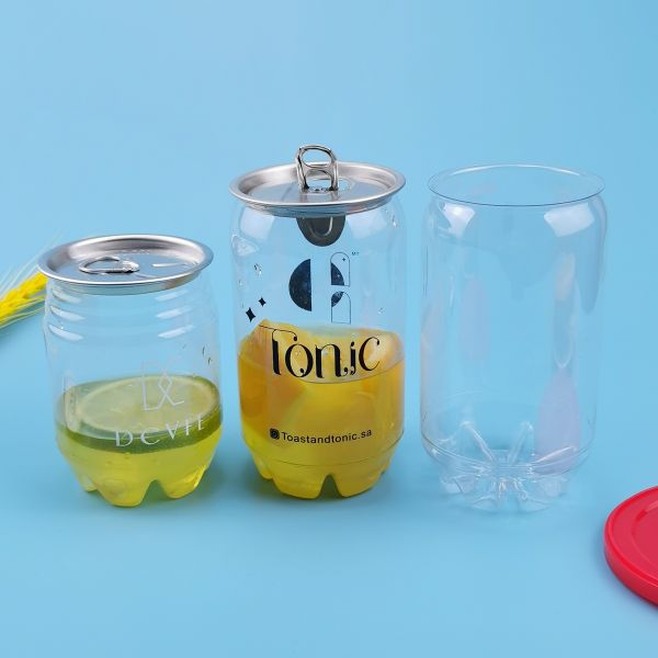 boîtes de boisson en plastique ouvertes faciles de 250ml 12oz 16oz 160mm