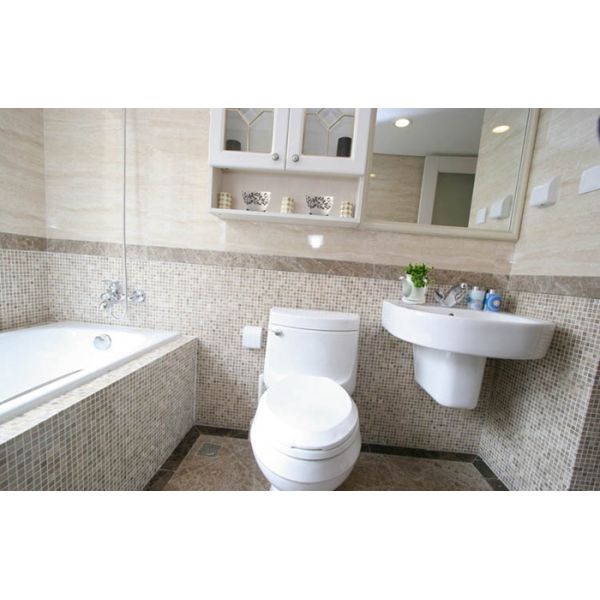 Wood Grain Stone Mosaic Bathroom Sink Splashback Tiles , Bathroom Countertop Tile Morden Design