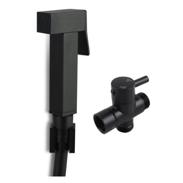 2024 Lizhen Household Brass Square Black Toilet Bidet Spray Diverter Wash Kit With Hose