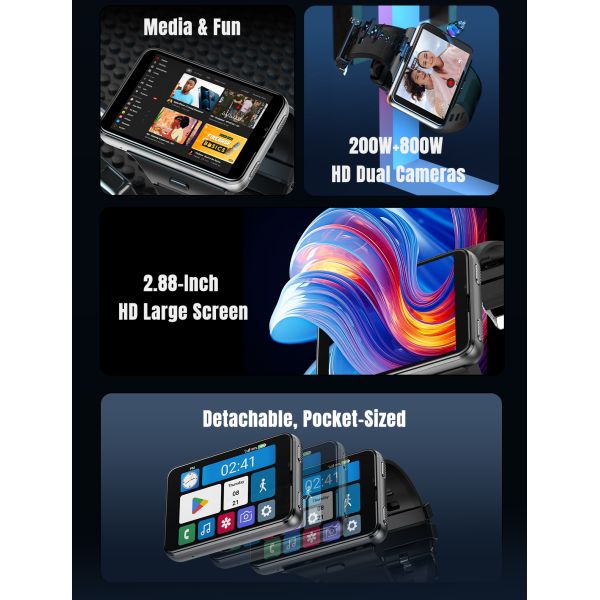 New S999 4G Smartwatch Android 11 OS MTK6761 2.0+8.0MP Dual Camera 4+64GB BT GPS WiFi Phone Call