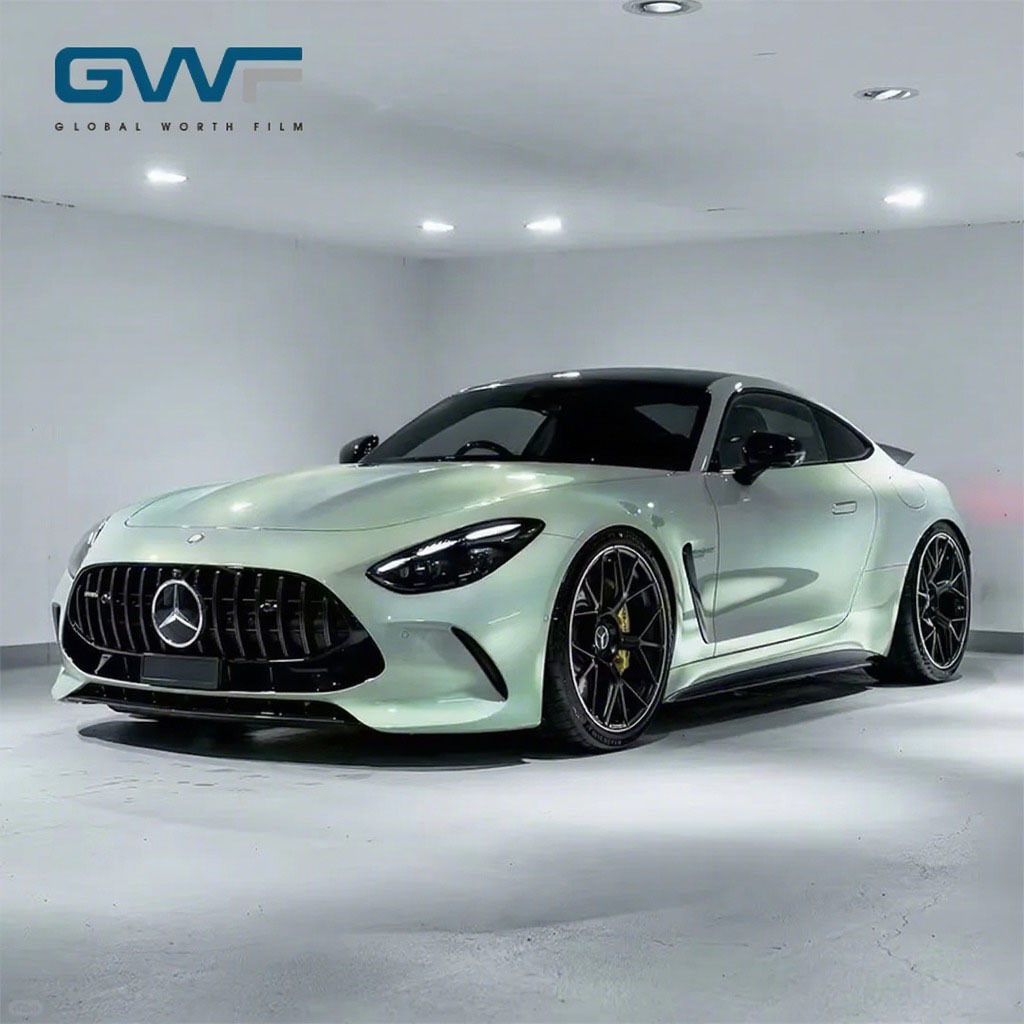 Waterproof Vinyl Car Wrap Sticker Gradient Green Electroplated Rainbow Blue