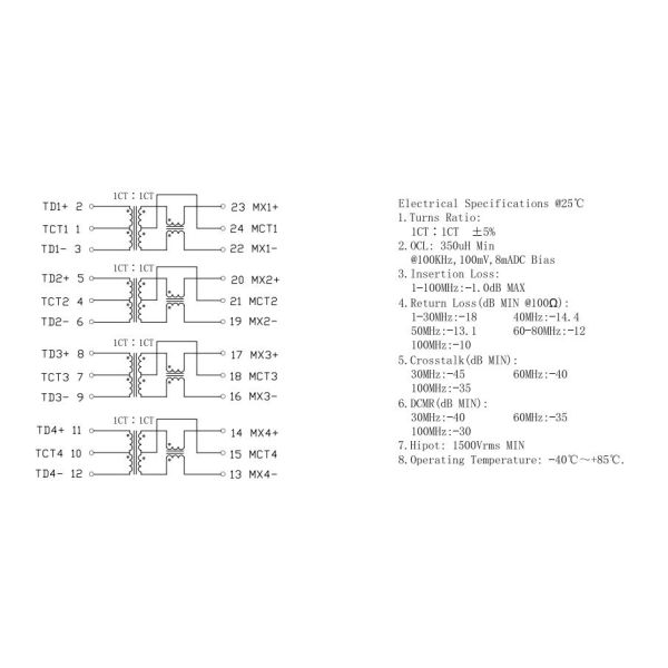 Порт штырей 1С1 трансформатора 24 локальных сетей гигабита М3295НЛ/КТ24А01 с ПоЭ ЛП82440АНЛ
