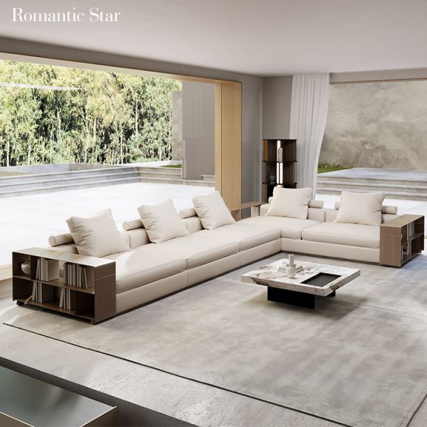 Luxury Italian Style Living Room Furniture Sofa Home Furniture Sofa Large Set Wood Arm Fabric Sofa Sectionals