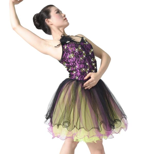 Ballet Dance Competition Costumes Tutu Dress Competition Sequined-Lace Tutus Rainbow Tutu Costume