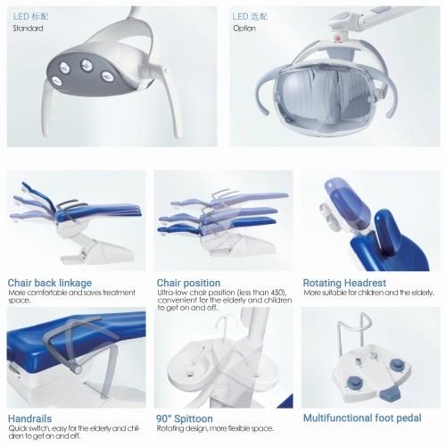 PU Leather Electric Dental Chair With Adjustable Brightness LED Light