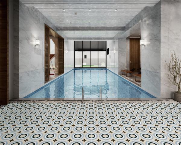 20x20cm Ceramic Rustic Tile Non-Slip Floor Wall Blue Black Beige