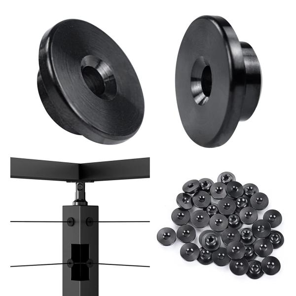 Metal Post Cable Railing Kit with Black Finish and 1/8 inch Wheel Protective Sleeve