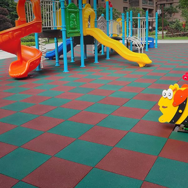 45mm Thick Outdoor Rubber Tile Rubber Flooring For Playground, Outdoor Gym Floor, Sports Deck, Backyard Play Area, Green