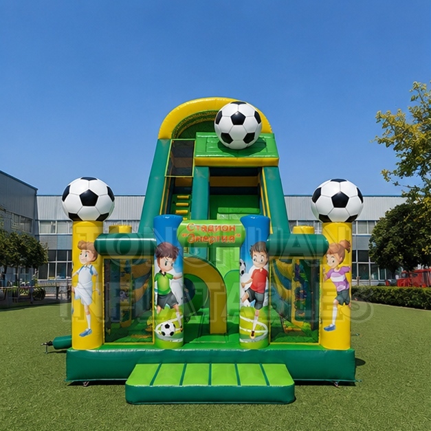 Custom Football Theme Inflatable Slide with Bounce House for Commercial Entertainment