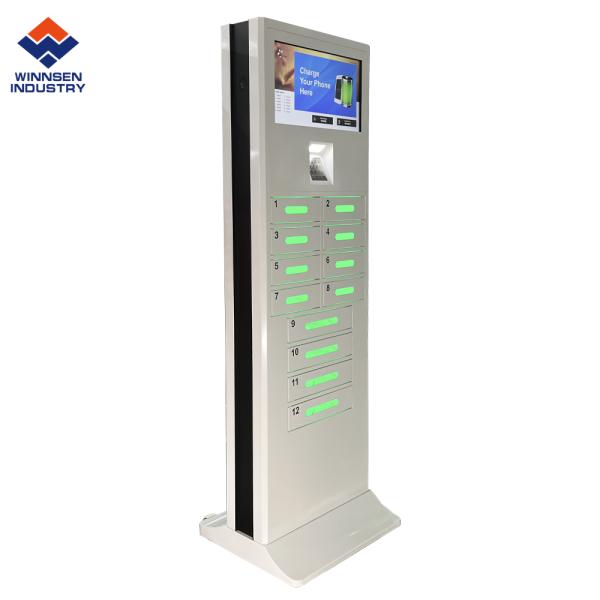 Advertising LCD Rental Phone Charging Kiosk Station With Credit Card Reader And APP Software System