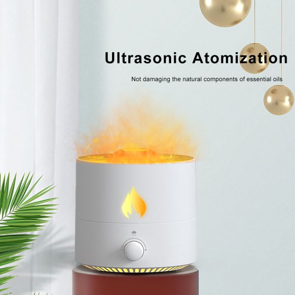 Custom Logo Flame Pattern Aroma Diffuser Ultrasonic Cool Mist Humidifier Air Purifier