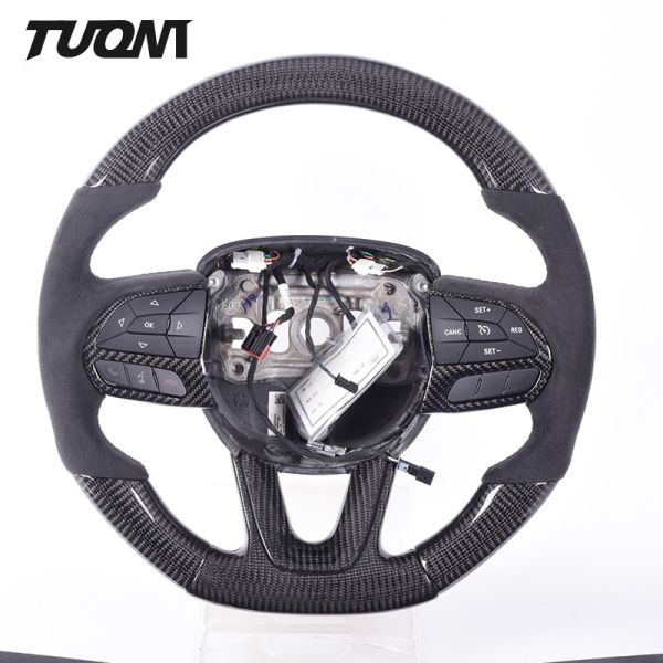 Matte Dodge Charger Black Alcantara Steering Wheel Custom Carbon Fiber