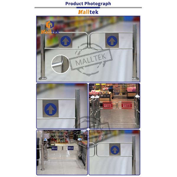 Acero inoxidable Fittings interiores de la tienda Seguridad de los supermercados Barrera oscilante