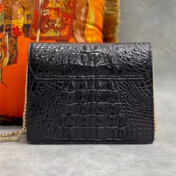 Authentic Crocodile Skin Women Flap Purse Genuine Alligator Leather Lady Small Chain Strap Bag Female Cross Shoulder Bag