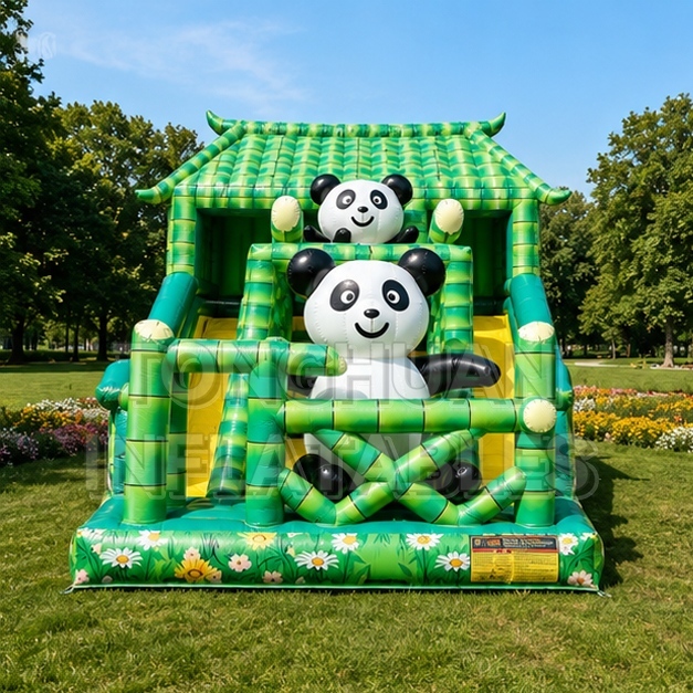 Panda Bamboo Theme Inflatable Slide for Kids Parties Parks Schools Scenic Areas and Commercial Rental Events