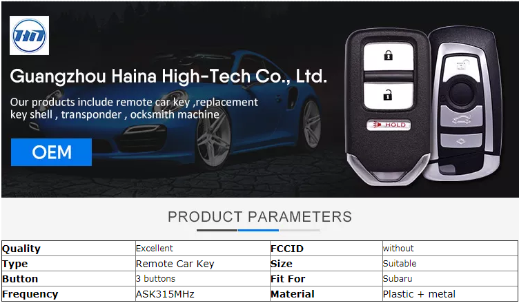 ASK315MHz 3 buttons Remote Control Car key Folding Remote Entry Fit For Subaru