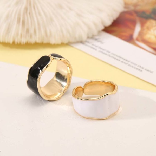 Wholesale  Trendy 14K Gold Plated Adjustable Rings Enamel Chunky Rings Jewelry Women
