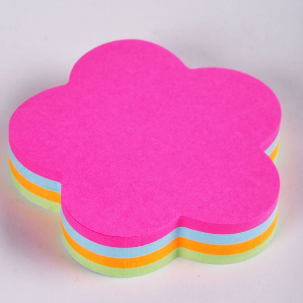 Hot sale round flower leaf heart star strawberry shape colorful fluorescence sticky note