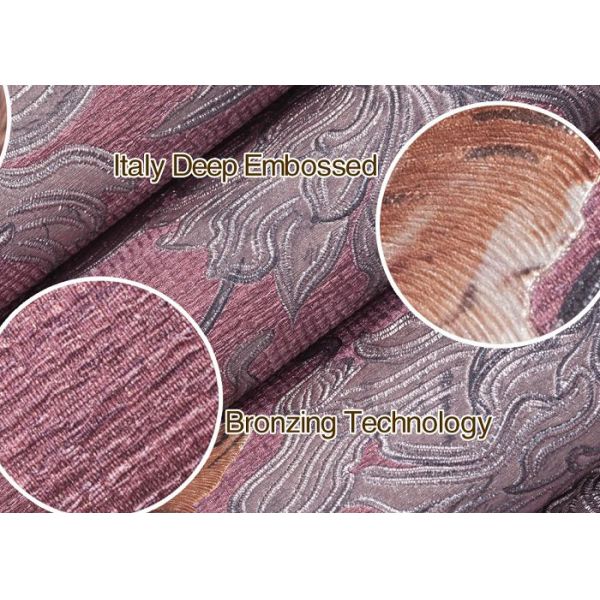 Waterproof Asian Inspired Wallpaper with Embossed Floral Pattern , 0.53*10m/ roll