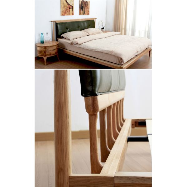 Elegent Unique Full Size Bed Bedroom Solid Wood Base High Density Sponge