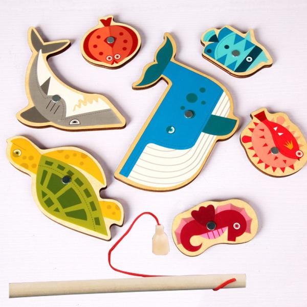 Fishing Game Wooden Alphanumeric Toys For Children Montessori Early Educational