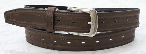 Dark Brown PU Mens Dress Belts With Clip Buckle / Wave Surface Decoration