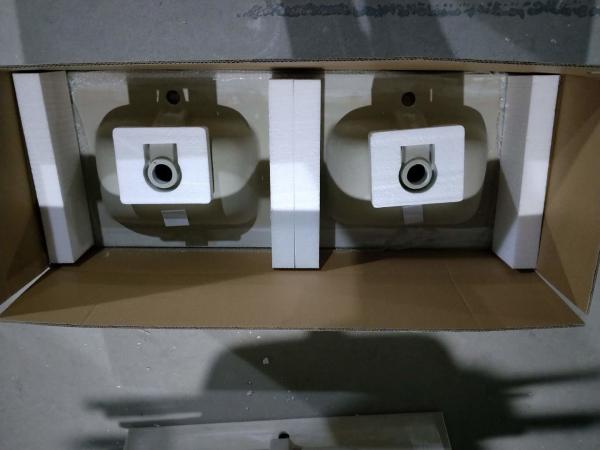 White Double Vanity Top Bathroom Sink 1200mm Porcelain For Cabinet