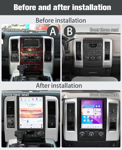 Viknav Car Radio For Dodge Ram (2008 2009 2010 2011) 12.1 inch Android 13 Auto Upgrade IPS LCD Screen Touch Multimedia