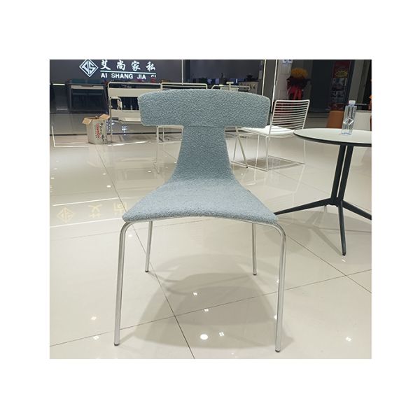 Covered Fabric PU Dining Chairs Backrest Cushion 50cm Metal Leg