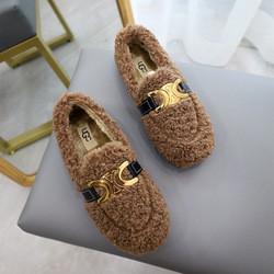 Low Heeled Scoop Lamb Wool Shoes Plus Velvet Warm Cotton For Autumn And Winter