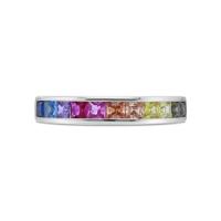 O Baguette de Sterling Silver Rainbow CZ da venda por atacado 925 apedreja a joia do partido de Ring Multicolor Zircon Ring For