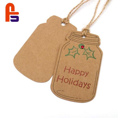 Personality Bottle Shape Recyclable Personalized Brown Paper  Screen Printing Cardboard Gift Tags