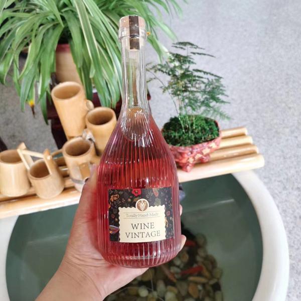 garrafa selada de vidro da bebida da garrafa de vinho da ameixa do verde de garrafa do licor 500ml com tampa