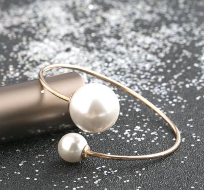 Fashion Stainless Steel Bangle Bracele, Big Pearl Braceelet for women