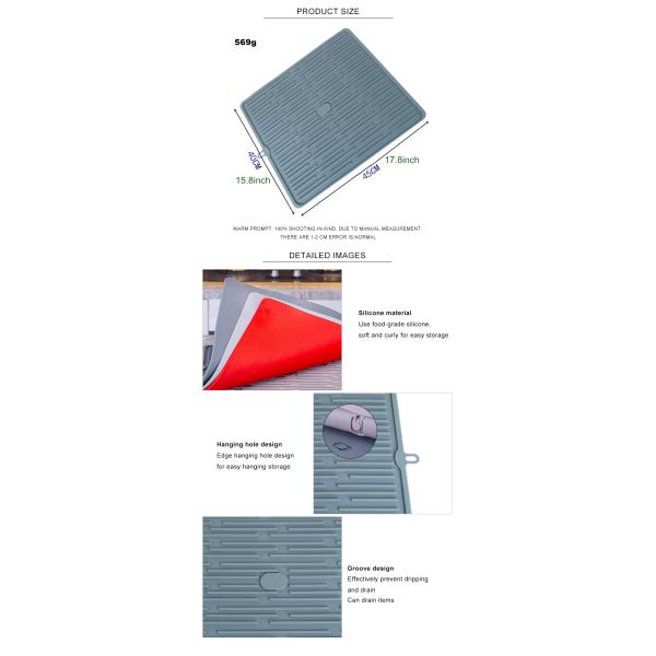 OEM Multifunctional Silicone Kitchenware Silicone Drying Mat