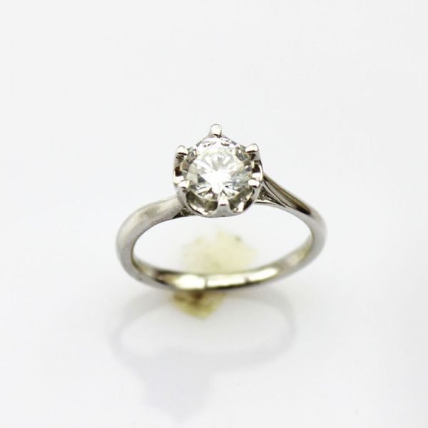 Women Jewelry 925 Silver Ring   Solitaire 6mm Clear Cubic Zirconia（F09-E）