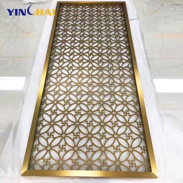 Modern Stainless Steel Screen Partition Decorative Gold Metal Room Divider For Bedroom
