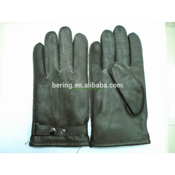 Genuine Wool Lined Mens Soft Leather Gloves Deer Skin Mens Leather Gloves