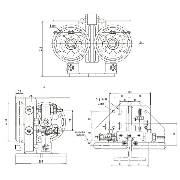 Автомобиль подъема пассажира обувает части лифта запасные с ≤ 3.5м/с проектной скорости в