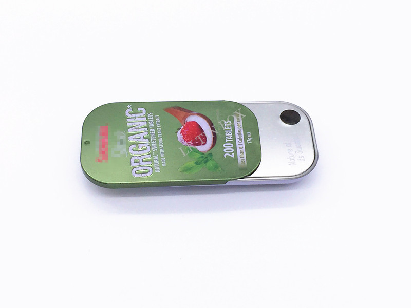 Original Vitamin Mints Sugar tablets Sliding Tin Boxes With Embossing And Metal Insert