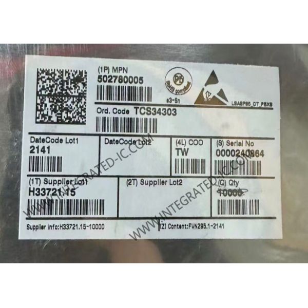TCS34303 Sensor IC Tristimulus Color Sensor 950nm Color And Ambient Light Sensors