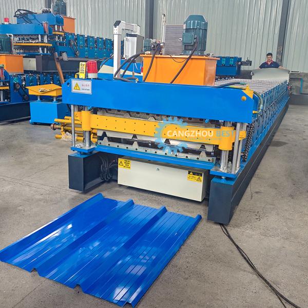 Perú Popular Tr4&Tr5 Máquina de moldeado de rodillos de techo de revestimiento de zinc galvanizado de perfil de acero de doble capa