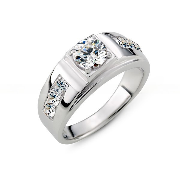 1Ct Solitaire Diamond Zircon S925 Sterling Silver Rings Round For Unisex Engagement Anniversary