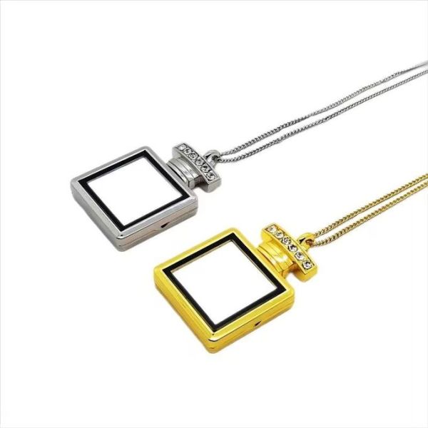 Creative Double Sided Printing Perfume Bottle Sublimation Necklace Blanks Gold And Silver Color