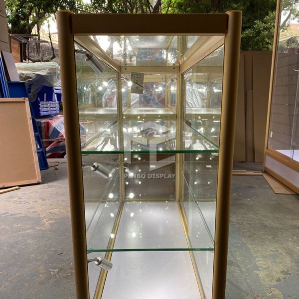 Aluminum Glass Display Showcase Brushed Store Display Cabinet