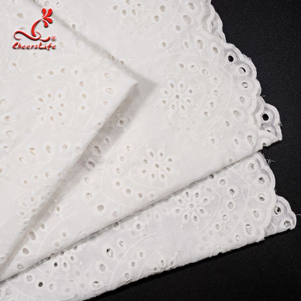 2019 горячих белых хлопко-бумажных тканей вышили ткани шнурка для Bridal