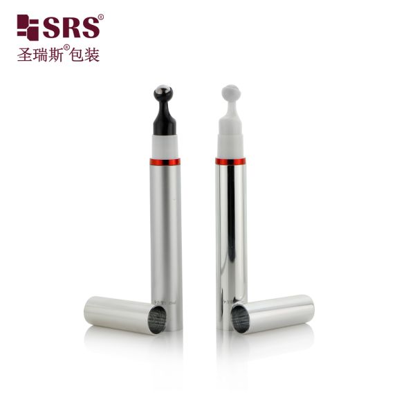 Luxury Plastic 5ml 10ml 12ml 15ml Eye Gel Cream With Metal Ball Airless Plastic Bottle Roller Cosmetic Packaging
