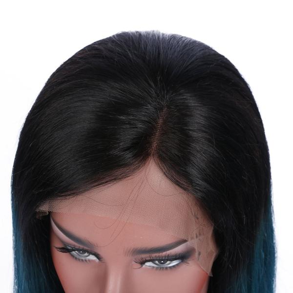 Brazilian Virgin Hair Lace Front Wig Ombre 1B/green